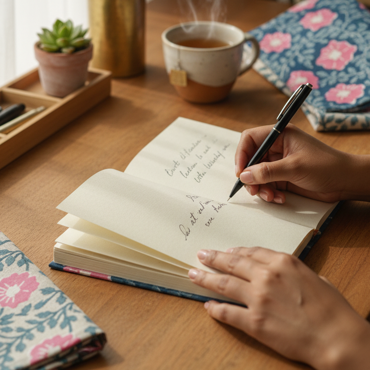Indigo Floral Notebook Cover