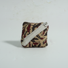 Beige Brown Leaf Print Mini Zipper Pouch