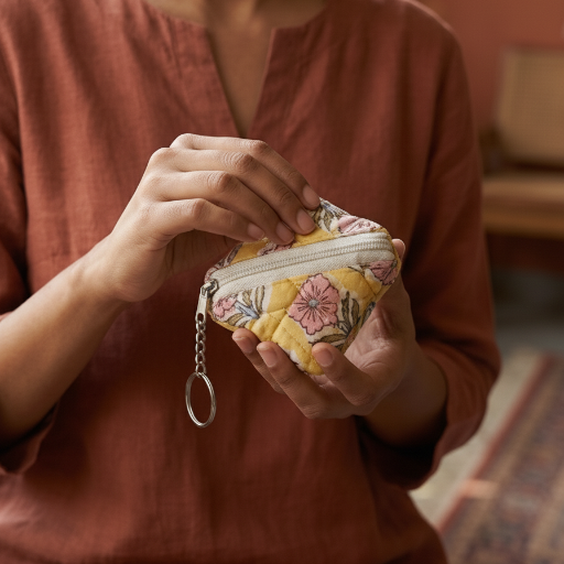 Multicolor Ajrakh Geometric Keychain