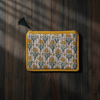 Off White-yellow Bagru Floral Print Cotton Pouch
