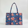 Indigo Bagru Floral Print Tote Bag