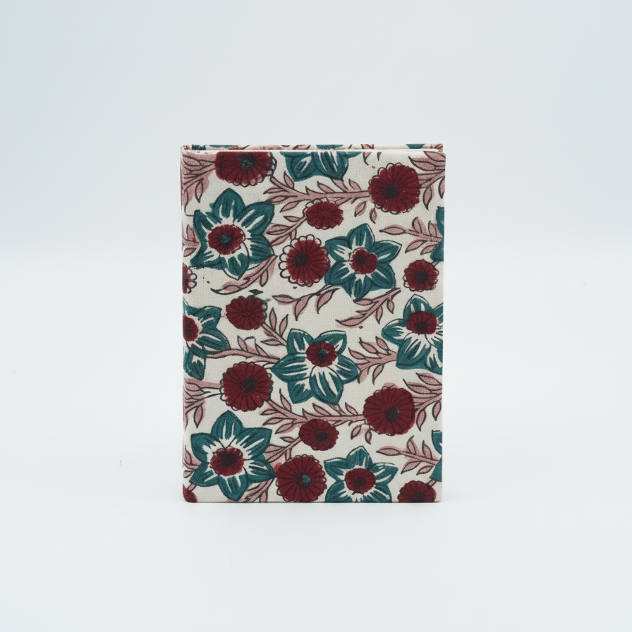 White Red Bagru Floral Print Notebook