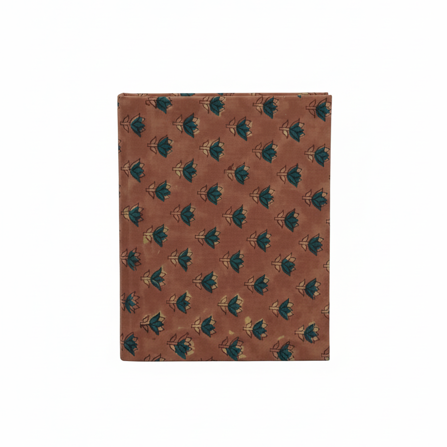 Brown Bagru Buti Print Fabric Notebook