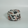 Ivory Multicolor Floral Print Round Vanity Case