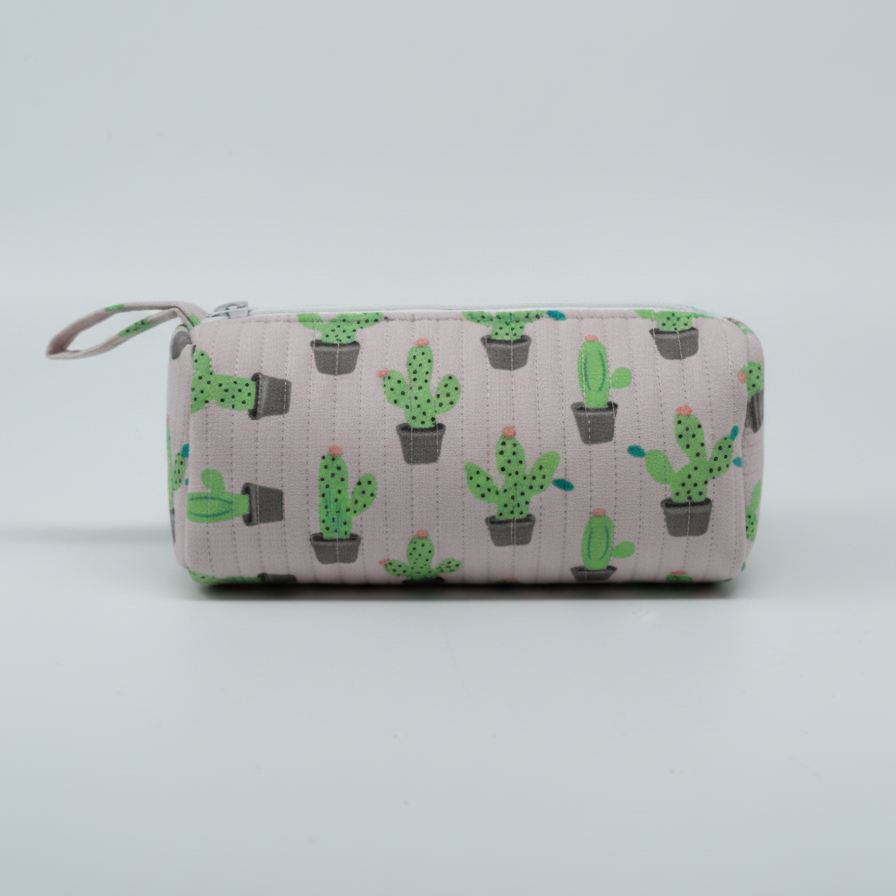 Mint Cactus Print Pencil Pouch