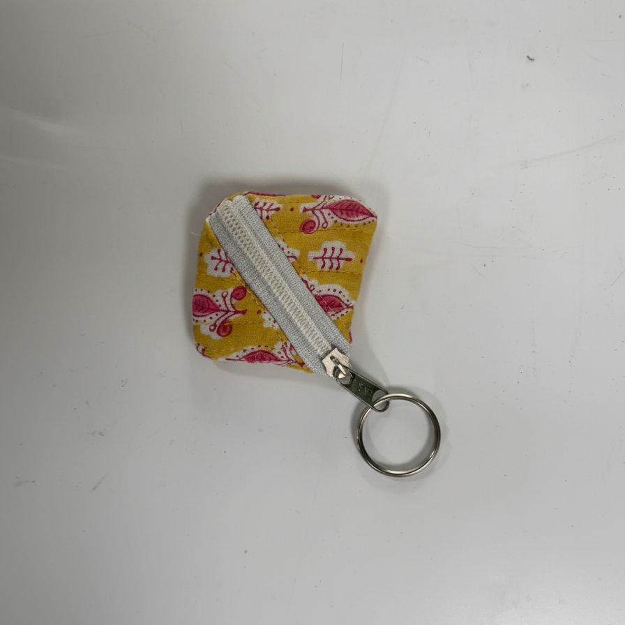 Yellow Sanganeri Print Keychain