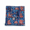 Indigo-Red Bagru Floral Print Shoulder Tote Bag