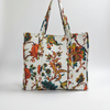 Off White Kalamkari Floral Print Tote Bag
