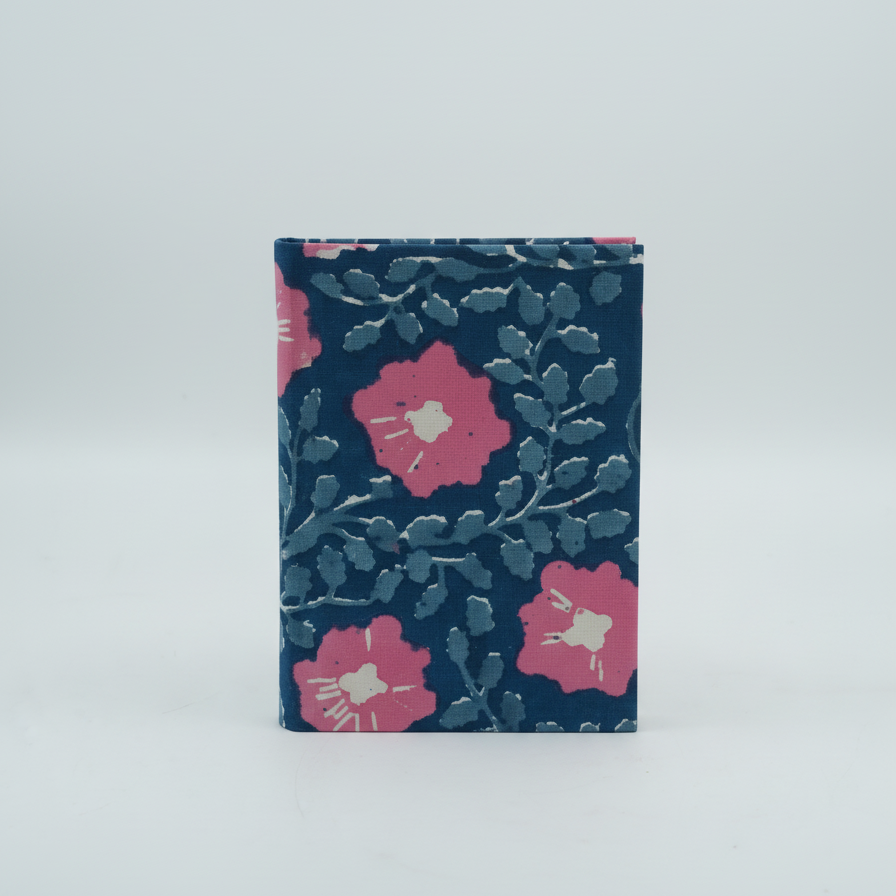 Blue Pink Bagru Floral Print Notebook