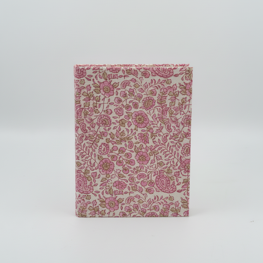 Pink Sanganeri Floral Print Fabric Notebook