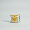 Off White Hand Embroidered Floral Keychain