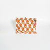 White Orange Sanganeri Buti Print Cotton Pouch