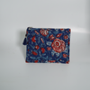 Navy Blue Kalamkari Floral Print Cotton Pouch