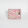 White Pink Sanganeri Floral Print Fabric Pouch
