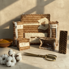 Brown Handwoven Textured Print Travel Organiser Set