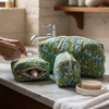 Green Bagru Floral Print Quilted Storage Basket Set
