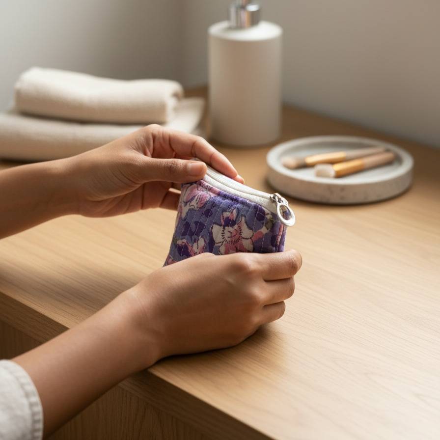 Lavender Abstract Print Mini Pouch