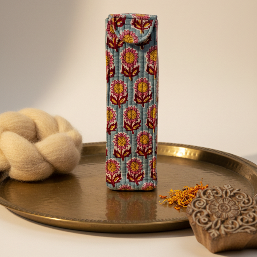 Blue Floral Bottle Cover