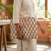Cream Sanganeri Buta Print Laptop Bag