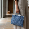 Indigo -white Ajrakh Floral Print Laptop Bag