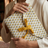 White Yellow Bagru Buti Print Laptop Pouch