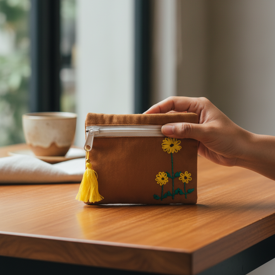 Brown Surajmukhi Utility Pouch