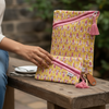 Mustard Sanganeri Booti Print Zipper Pouch Set