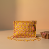 Mustard Bagru Buti Print Cotton Zipper Pouch