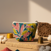 Multicolor Kalamkari Leaf Print Mini Pouch