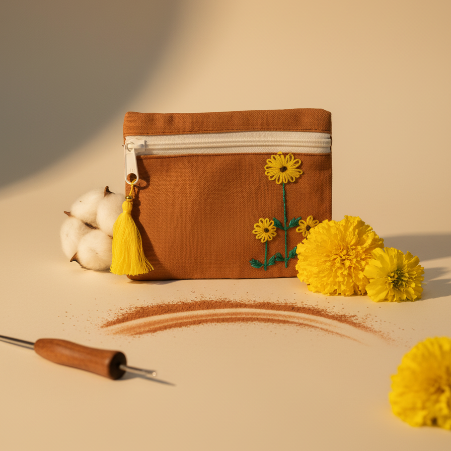Brown Surajmukhi Utility Pouch