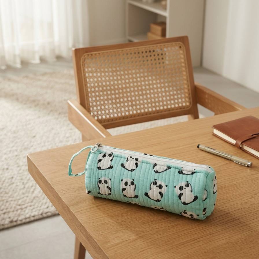 Sky Blue Owl Print Pencil Pouch