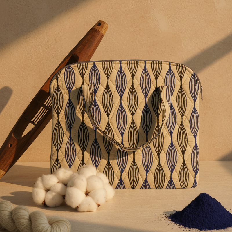 Ivory Ikat Weave Laptop Bag