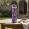 Purple Kalamkari Floral Print Bottle Cover