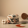 Ivory Multicolor Floral Print Round Vanity Case