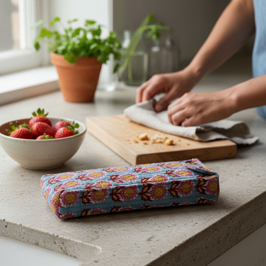 Blue Floral Bottle Cover