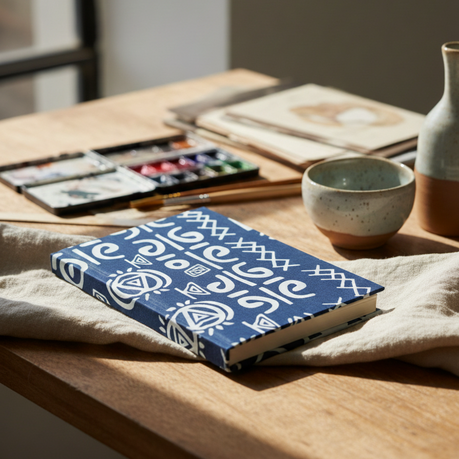 Blue Bagru Floral Print Notebook
