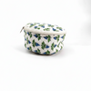 White Green Dabu Floral Print Round Vanity Case