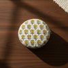 White Yellow Buti Print Round Jewelry Box