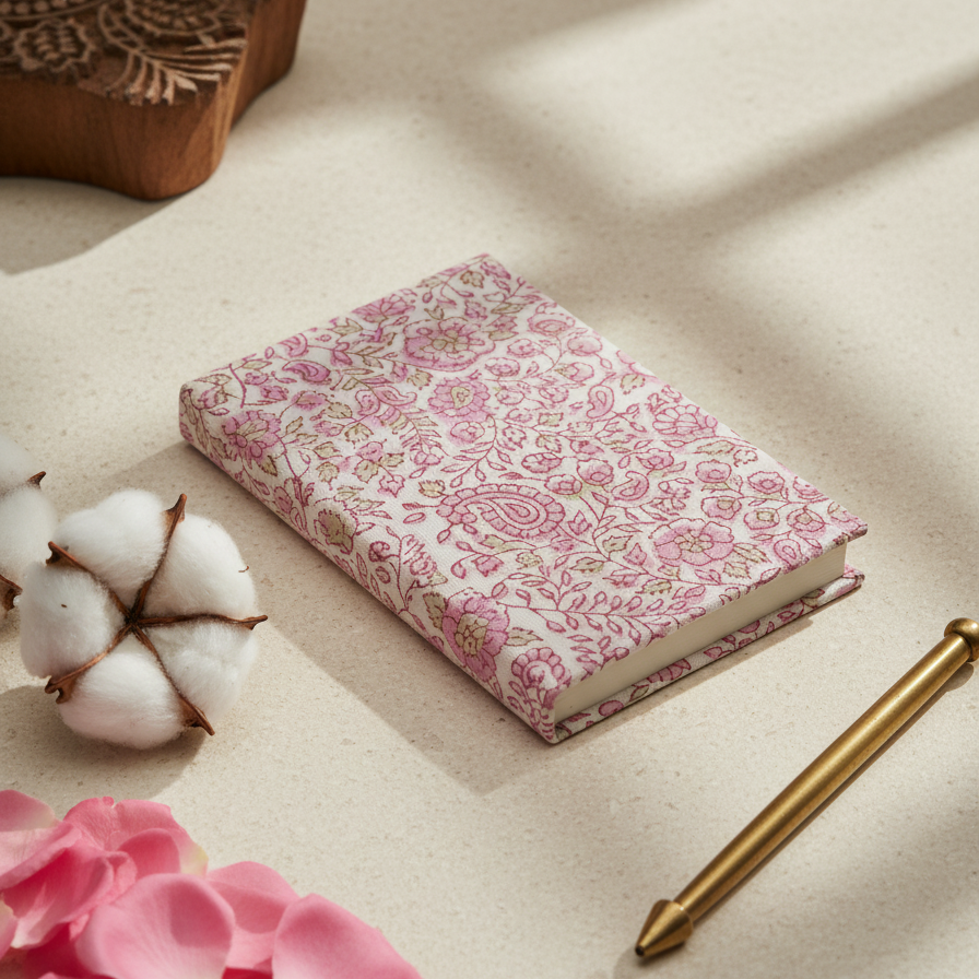 Pink Sanganeri Floral Print Notebook