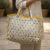 Mustard Sanganeri Buta Print Large Tote Bag