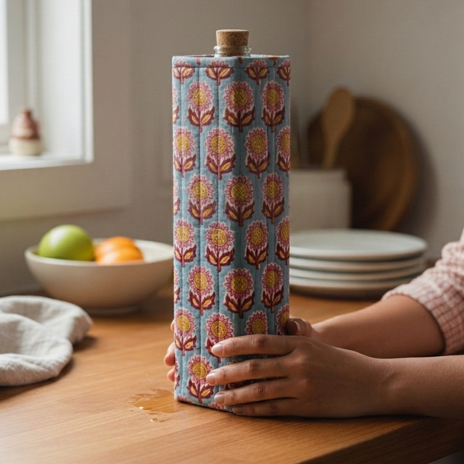 Blue Floral Bottle Cover