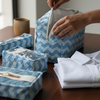 Sky Blue Dabu Chevron Print Travel Organizer Set