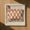 White Orange Sanganeri Buti Print Cotton Pouch