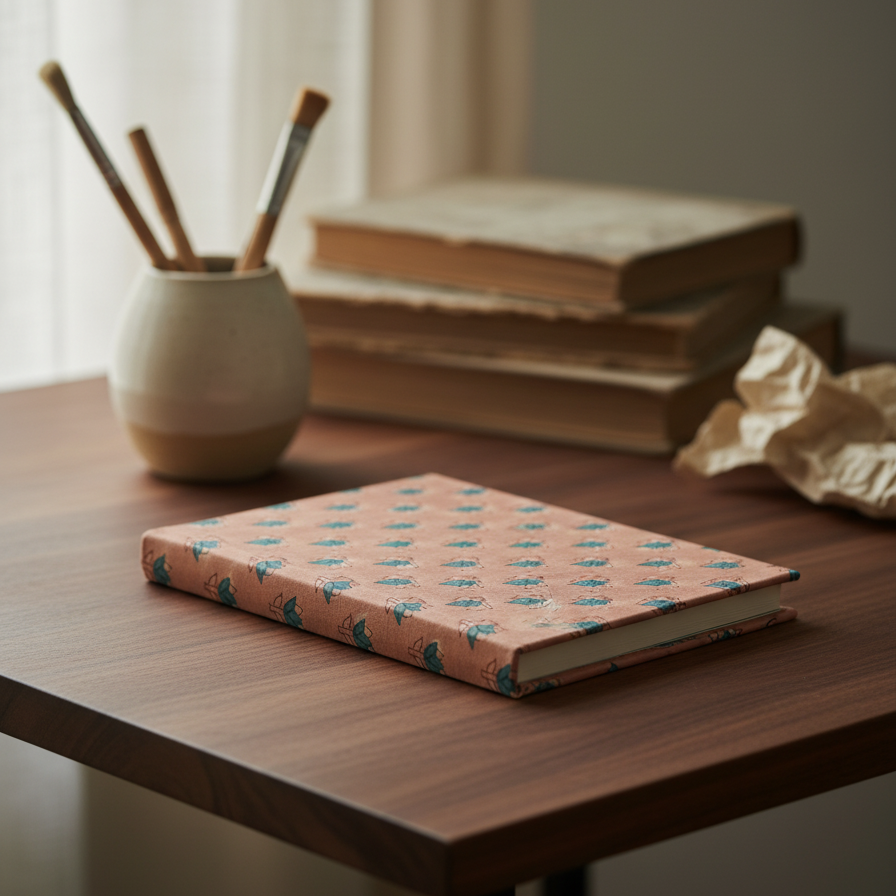 Brown Bagru Buti Print Fabric Notebook