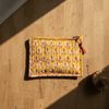 Mustard Bagru Buti Print Cotton Zipper Pouch