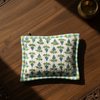 White Green Dabu Buti Print Cotton Pouch
