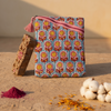 Blue Red Ajrakh Buti Print Zipper Pouch Set
