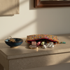 Yellow-pink Kalamkari Floral Print Vanity Case