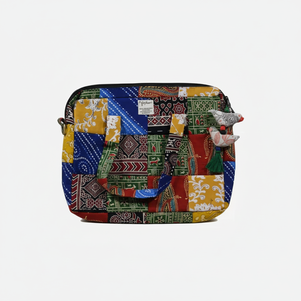 Nirjhari Handmade Patchwork Laptop Bag – 15 inch