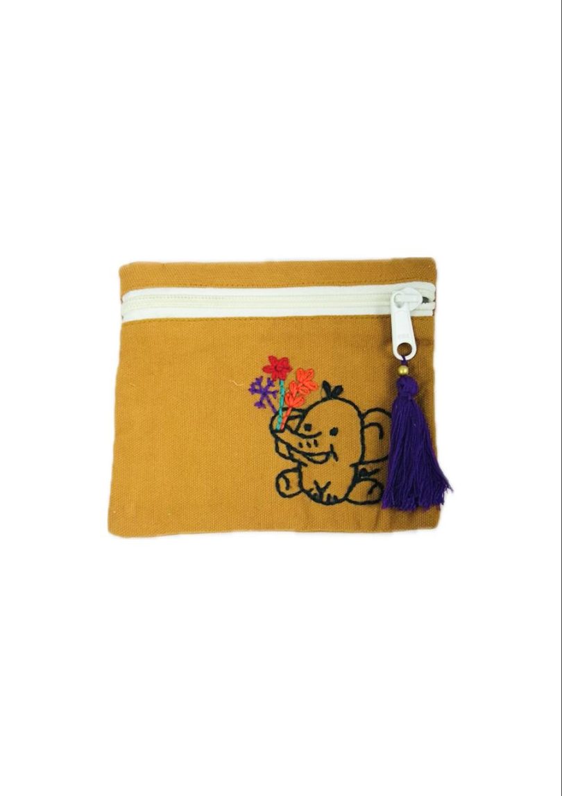 Handmade Square Coin Pouch with Embroidery